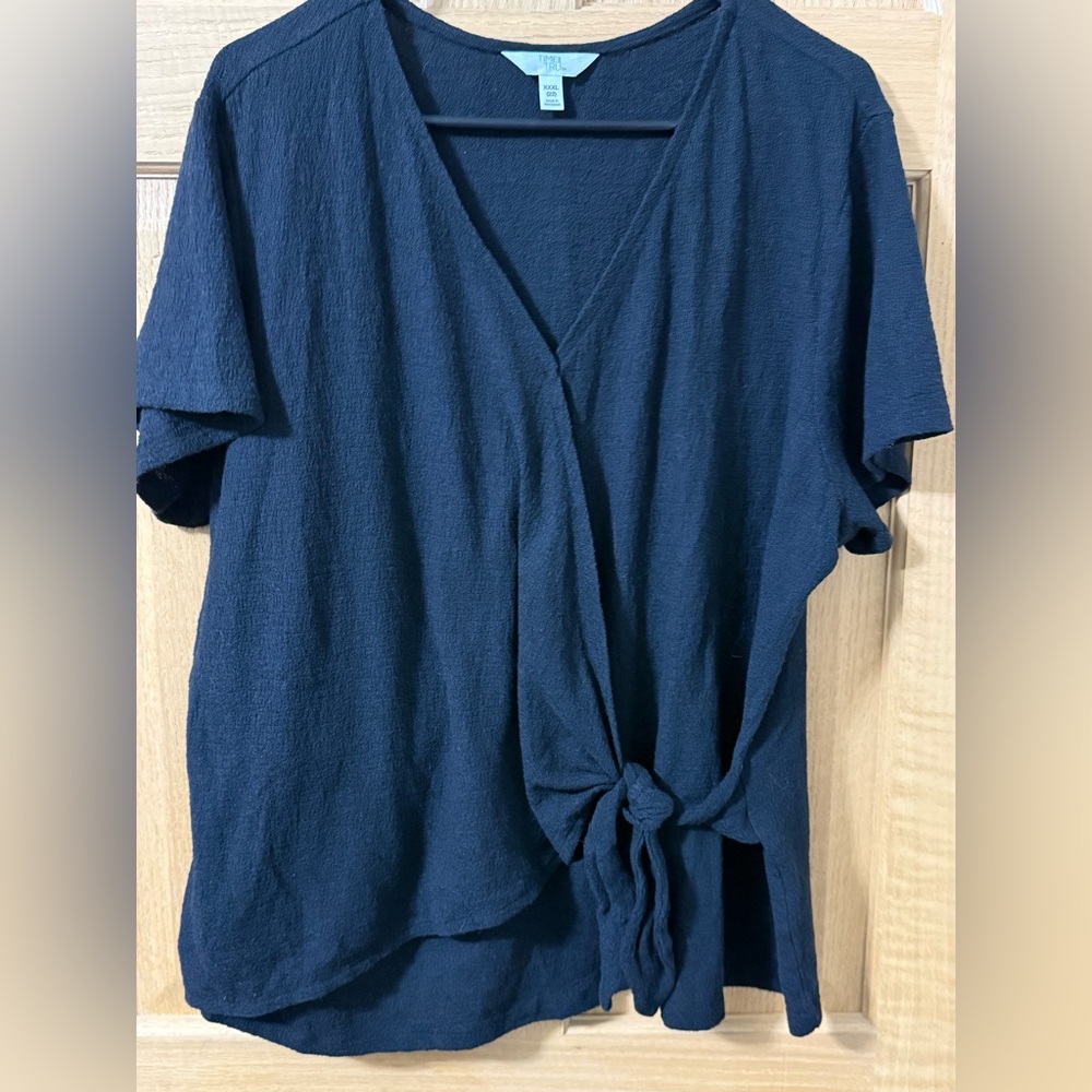 Women's Black Tie-Front Top